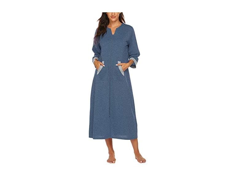Ekouaer (L) Robes Zipper Sleeves Housecoat Robe - Image 1