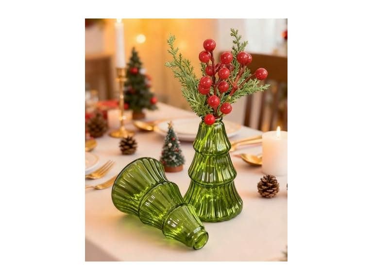Christmas Tree Glass Terrarium Vases 4pc or 6pc - Image 1