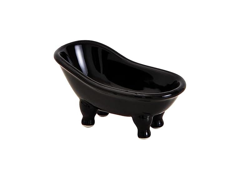 Ceramic Black Clawfoot Bathtub Bar Soap Dish - Image 1
