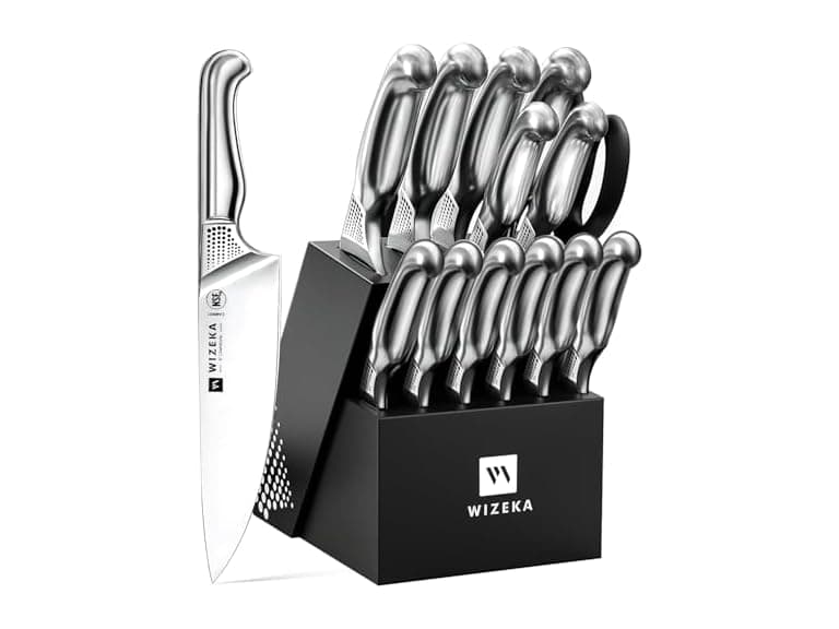 WIZEKA Kitchen Knife Set with Block - Image 1