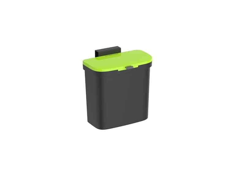 Delletir Wall Mounted Sliding Lid Trash Can (Black, 4L) - Image 1