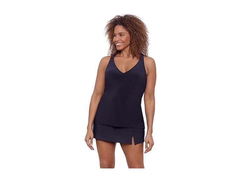 Aqua Green Women V-neck Full Coverage Ladder Top - Image 1
