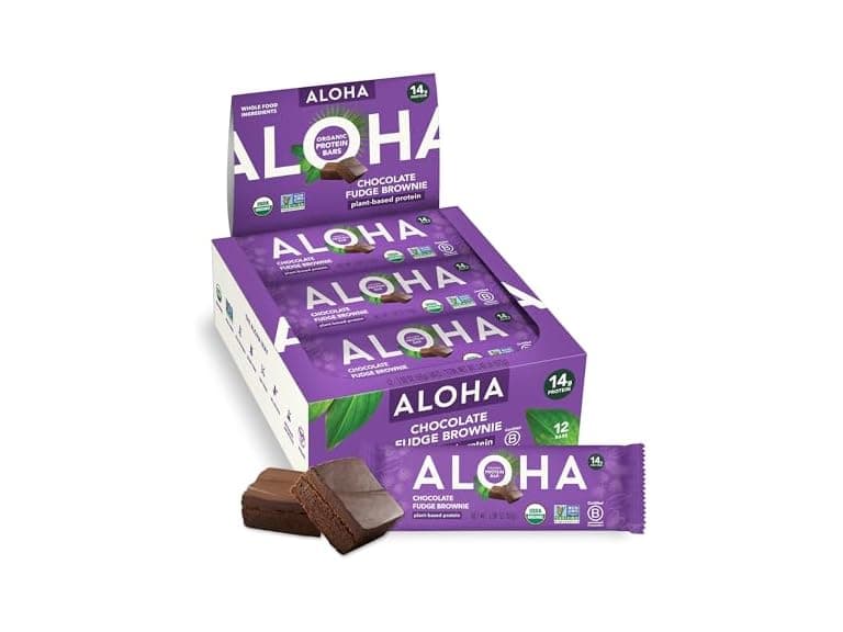 12CT ALOHA Organic Plant-Based Protein Bars Chocolate Fudge - Image 1