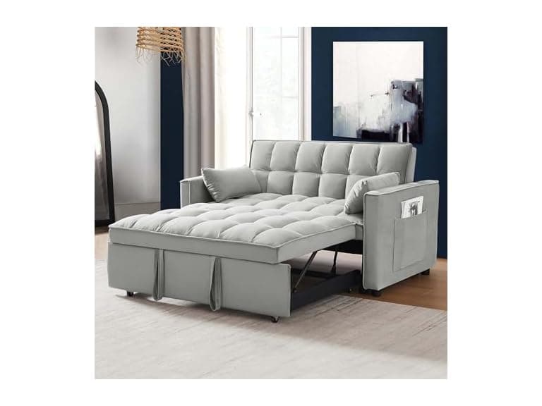 55'' 3-in-1 Futon Sleeper Sofa, Gray - Image 1