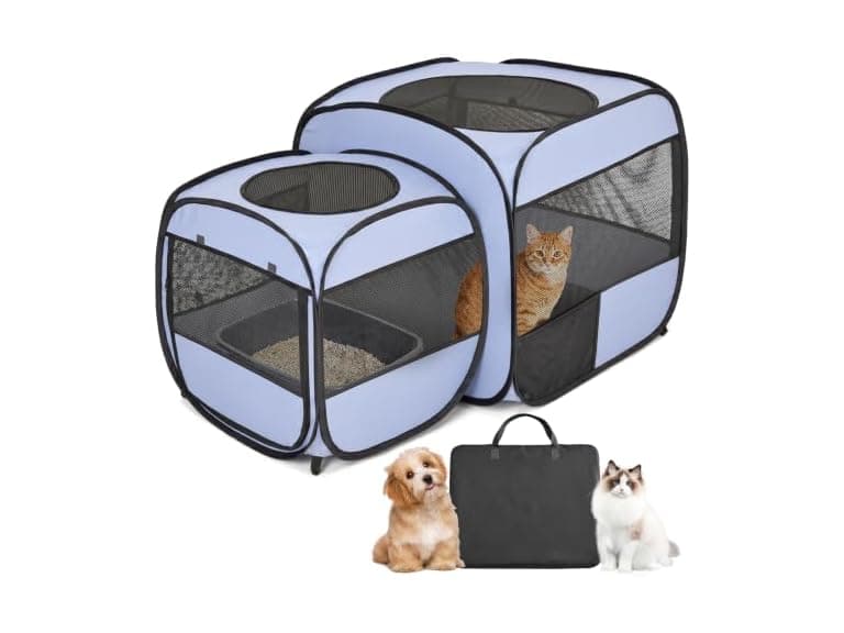EighteenTek® 2-in-1 Portable Cat Playpen(End - Image 1