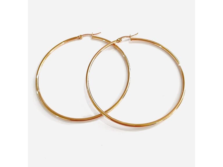 14k Rose Gold Plated Large Hoop Earring - Image 1