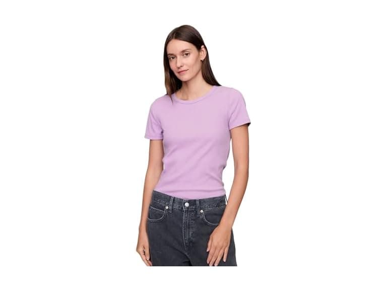 GAP Women Short Sleeve Ribbed Tee - Image 1