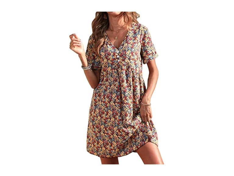 Prettygarden Women (M) Summer Short Sleeve V Dress - Image 1