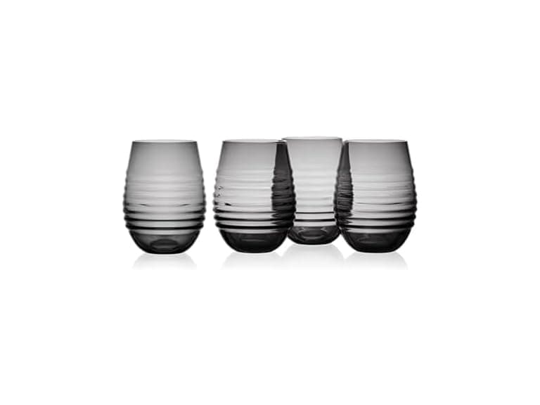 Mikasa Ciara Smoke Set of 4 Stemless Wine Drinking Glasses - Image 1