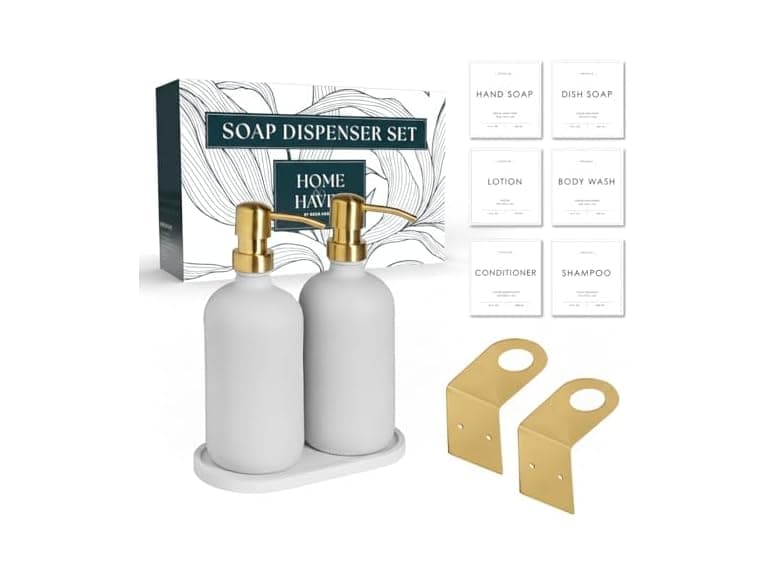 Mega Handles Glass Soap Dispenser Set - Image 1