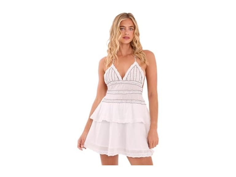 Studded Lace Trim Tiered Mini Dress (6) - Image 1