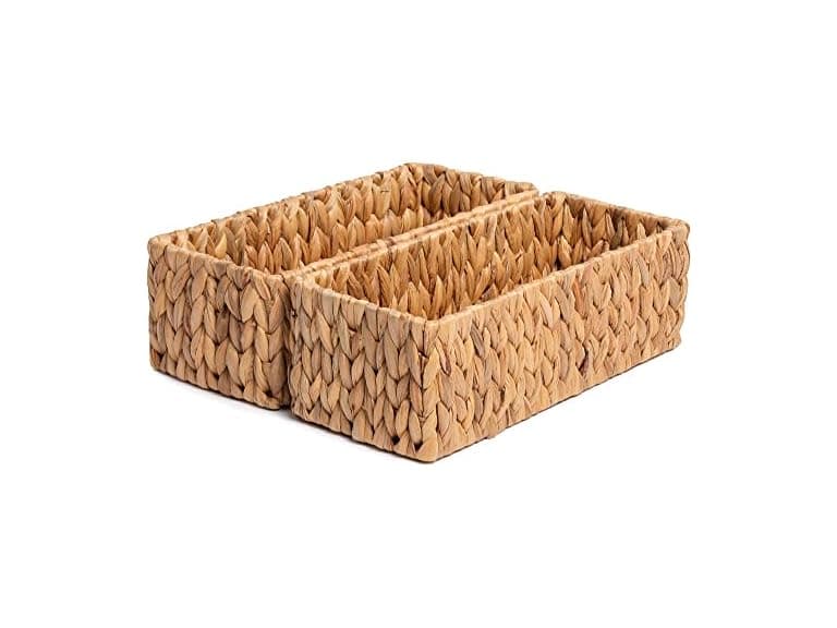 JS HOME Water Hyacinth Wicker Storage Baskets, 2-Pack - Image 1