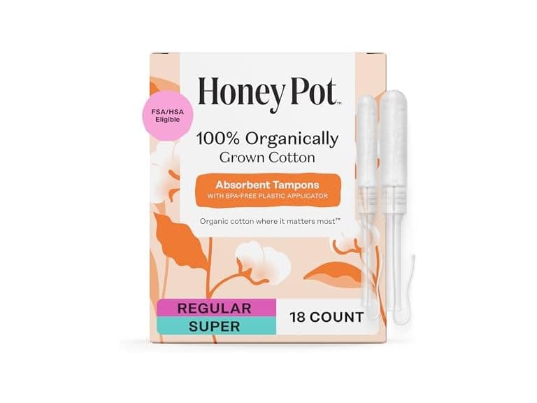 Honey Pot Organic Cotton Tampons 18 Count - Image 1