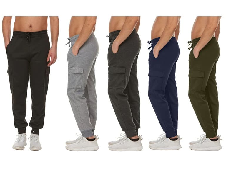 3Pk & 4Pk Mens Fleece Cargo Joggers - Image 1