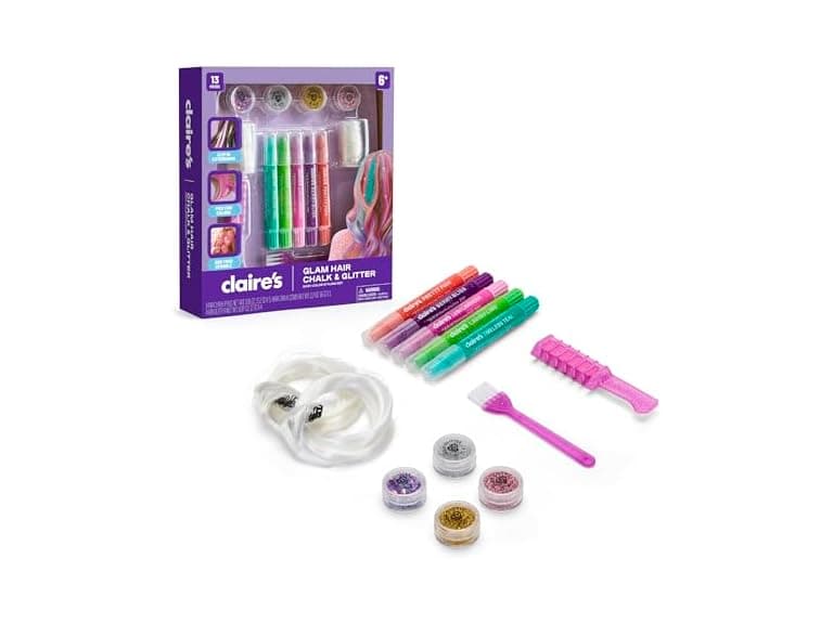 Claire's Hair Chalk & Glitter Styling Kit, 13-Piece - Image 1