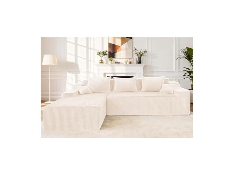 101'' Beige Modular Sectional Sofa Cloud Couch - Image 1