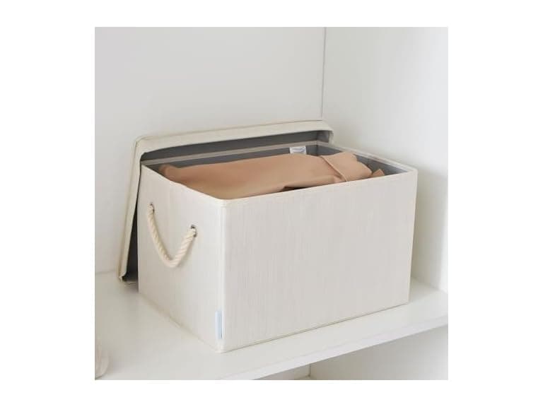 CROS Storage Baskets with Lid 2 Pack Beige Ivory - Image 1