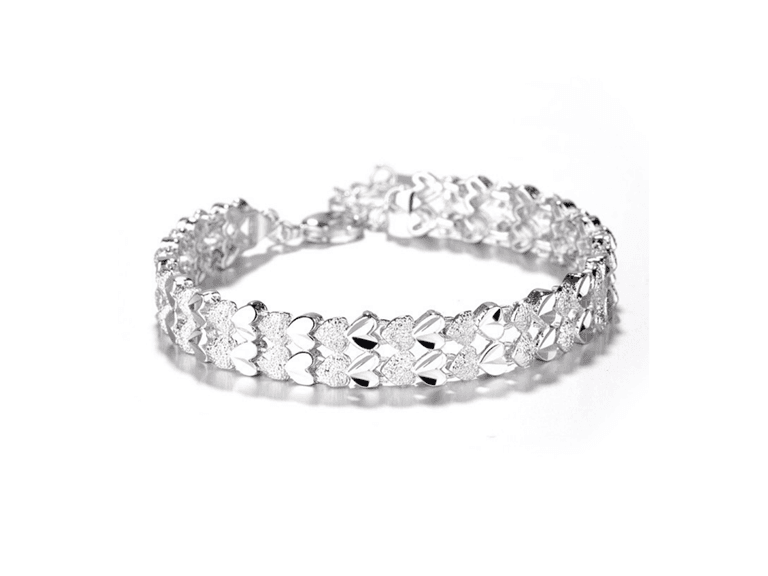 Diamond Cut Two Row Heart Bracelet - Image 1