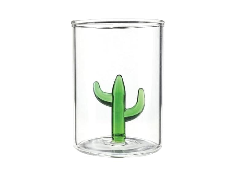 Shot Glass Clear Small Glasses with 3D Cactus Figure, Set of 4, Green - Image 1