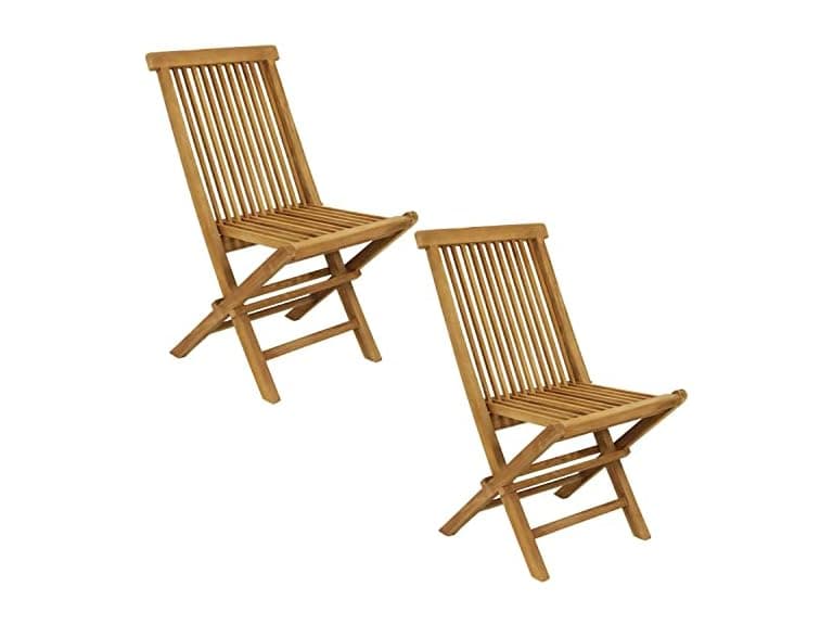 Sunnydaze Hyannis Teak Wood Folding Chairs, 2PK - Image 1