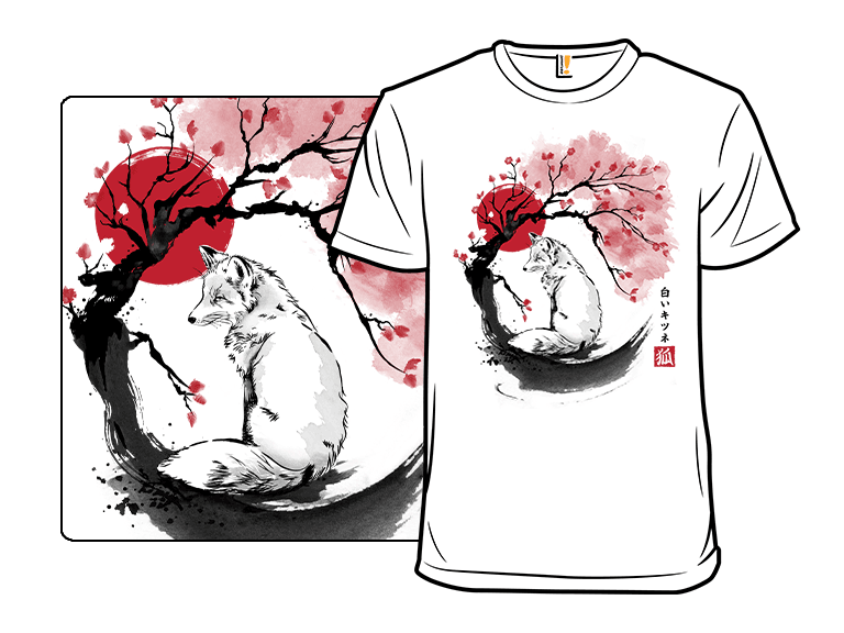 White Kitsune Sumi-e - Image 1