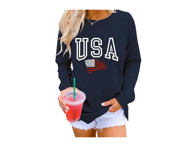 Lacozy Women USA Sweatshirt Long Sleeve 4th Shirts - Image 1