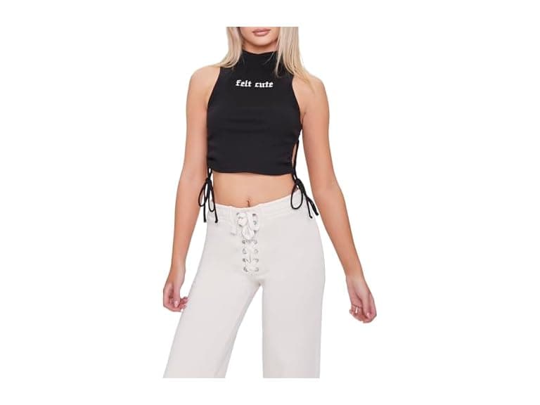Forever 21 (L) Embroidered Felt Cute Crop Top - Image 1
