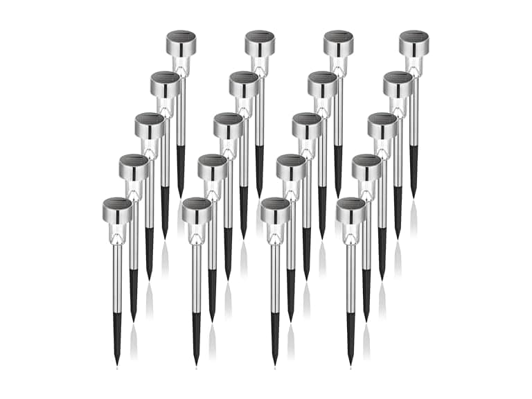 Stainless Steel LED Solar Garden Lights for Patio, 20PK - Image 1