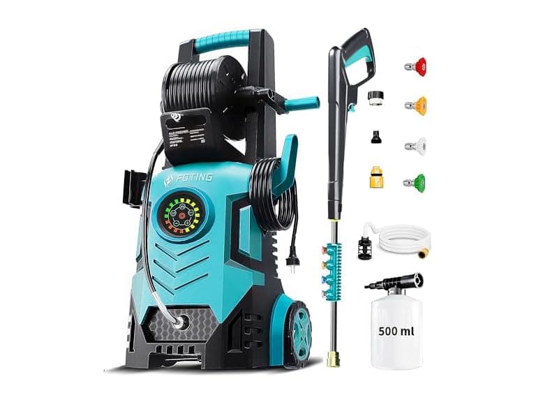 2026new Pressure Washer 5000PSI with Adj-8-Level Touch Screen, 34" Tall Power Washer, 4 Quick Connect Nozzles, Inlet Hose&Filter&500mlFoam Cannon for Cars/Fences/Driveways,Blue (Open Box) - Image 1