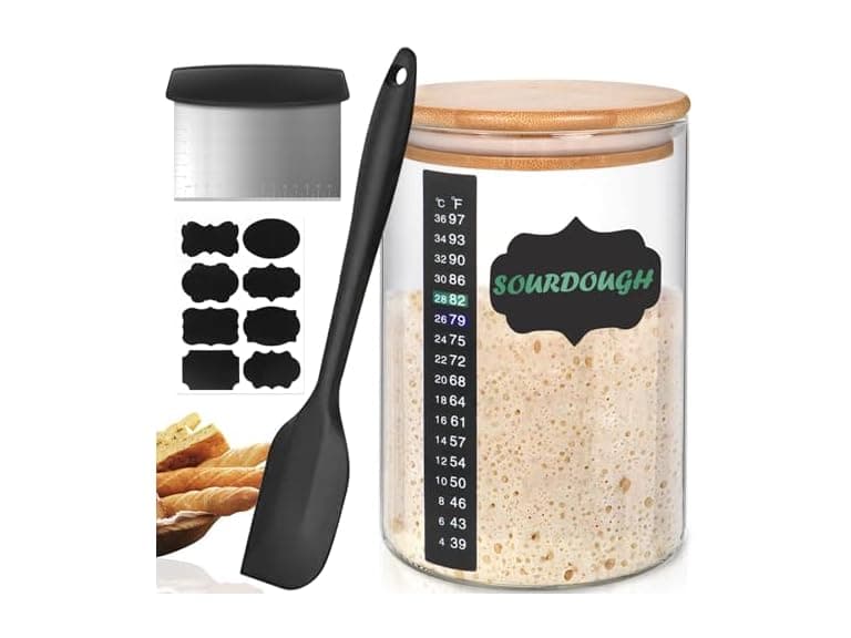 Kmise Sourdough Starter Jar, 34 Oz DIY Pro Glass Kit - Image 1