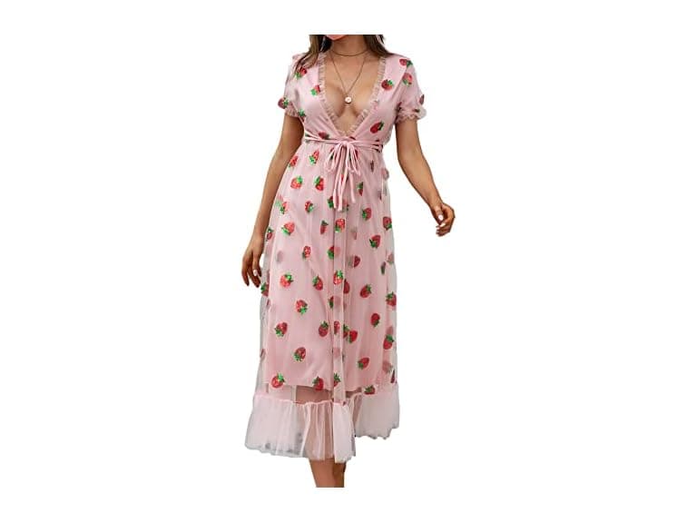 Mialoley Women (L) Sequin Embroidered Lace V Dress - Image 1