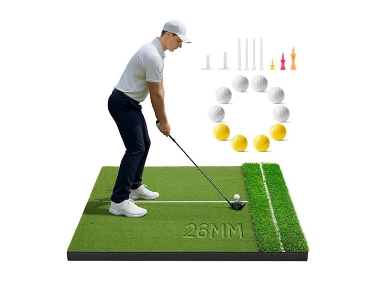 Golfguru 5x4ft Golf Mat with 26mm Dual Turf - Image 1