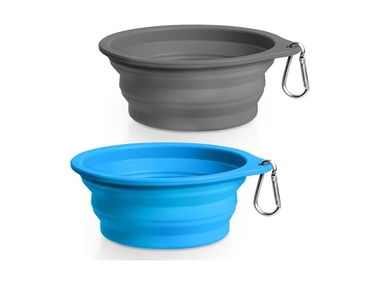 Rest-Eazzzy 2-Pk Silicone Collapsible Dog Bowls Grey, Blue - Image 1