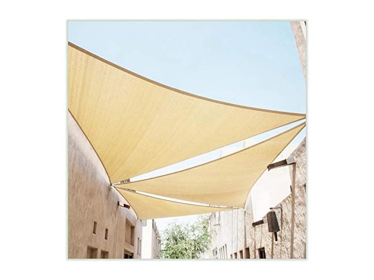 ColourTree 8' x 8' x 8' Sand Beige Sun Shade Sail Triangle - Image 1