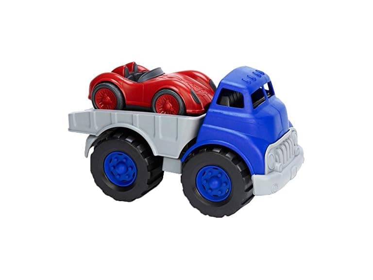 Green Toys Flat Bed Truck Blue/Grey & Race Car - Image 1