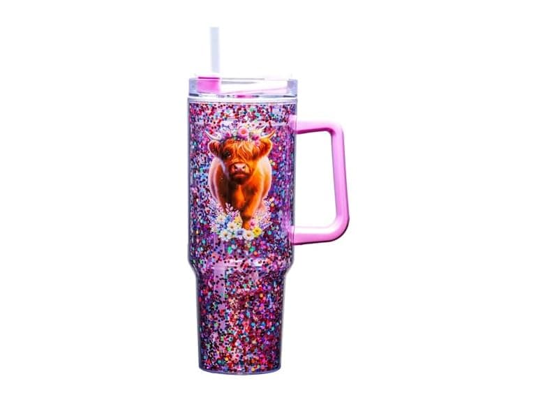 Spoontiques Highland Cow 40oz Acrylic Travel Mug - Image 1