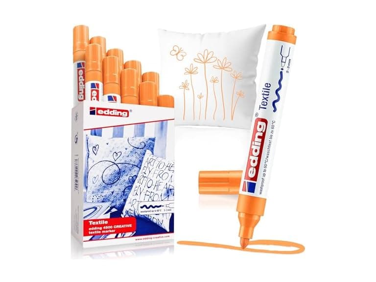 edding 4500 Textile Marker - Neon Orange, Box of 10 - Image 1