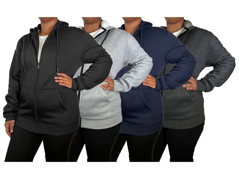 3Pk Womens Heavyweight Fleece-Lined Tech Zip Hoodie - Image 1