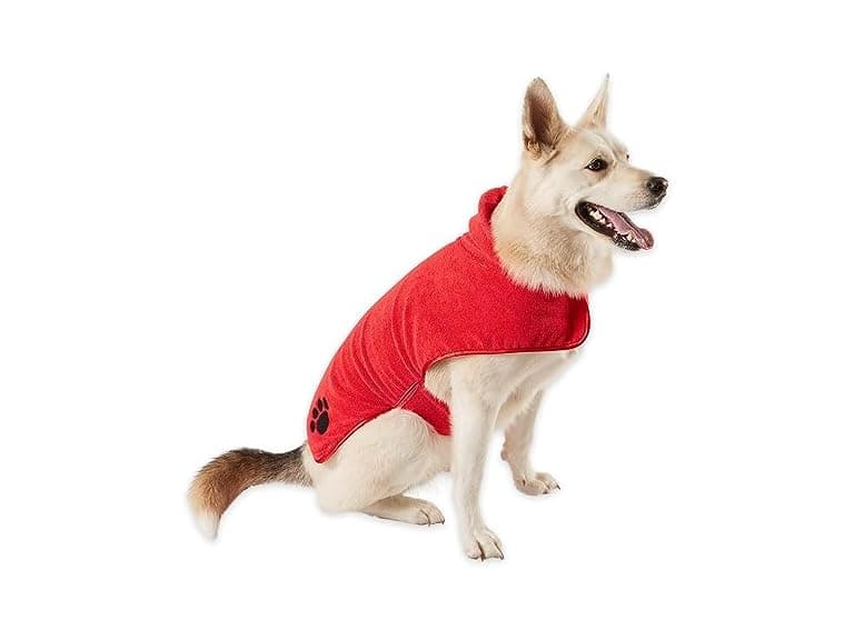 Bone Dry Pet Robe Collection Embroidered Robe Red - Image 1