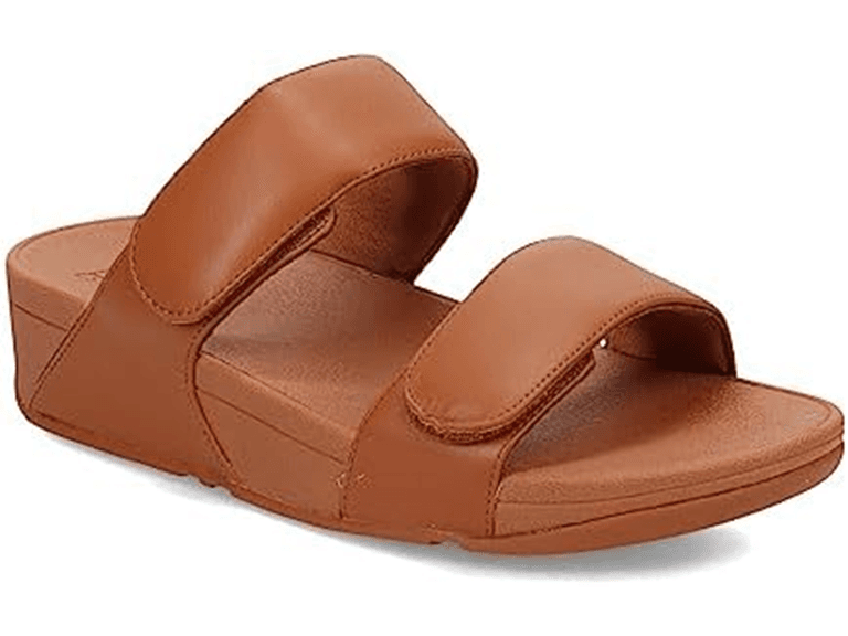 FitFlop Lulu Adjustable Leather Slides,Light Tan, Sz 6 - Image 1