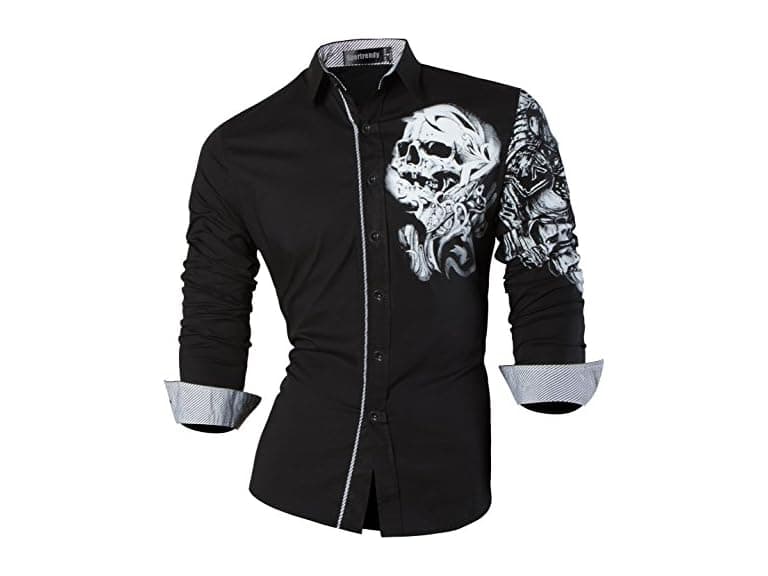 Sportrendy Men (XL) Casual Slim Long Sleeve Shirt - Image 1