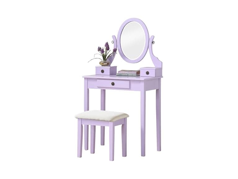 Roundhill Furniture Moniys Wood Moniya Makeup Vanity Table - Image 1