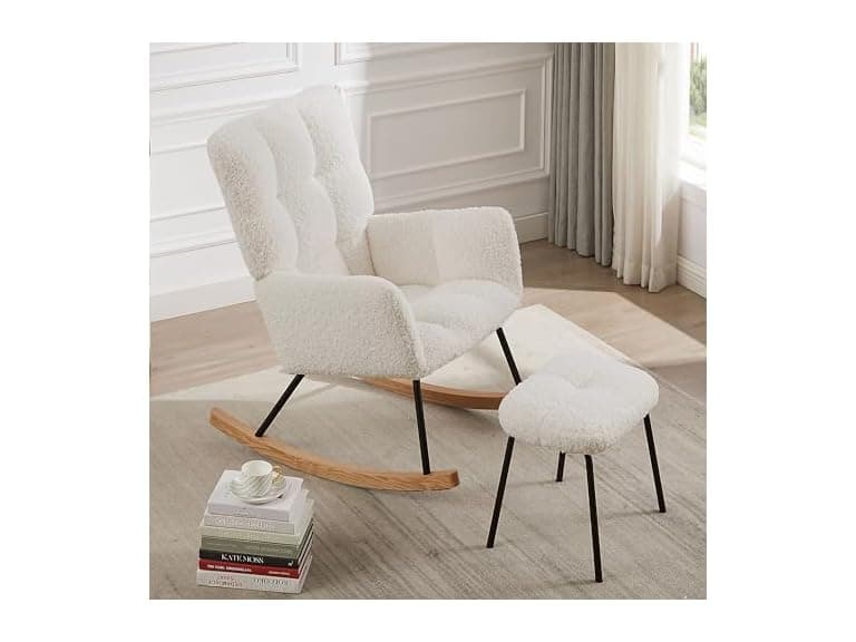 SPOFLYINN Rocking Chair Beige Cushion - Image 1