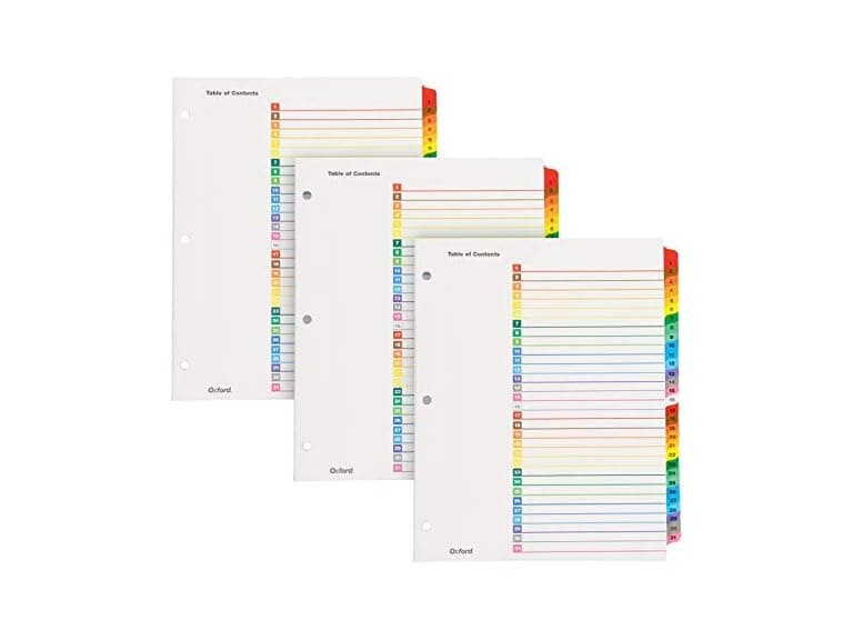 Oxford 1-31 Tab Dividers for 3 Ring Binders - Image 1