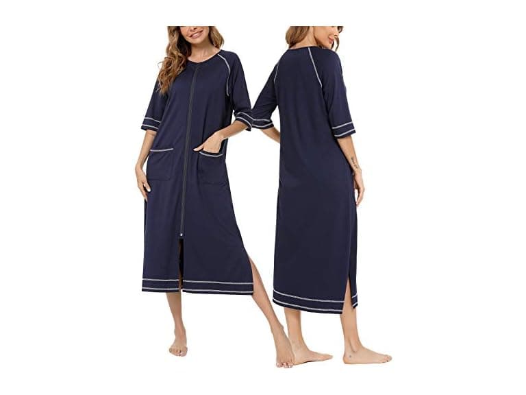 Veseacky (XL) Full Length Zipper Soft Cotton Robe - Image 1