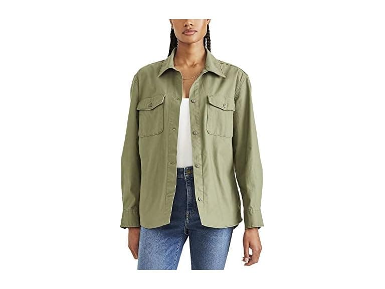 Dockers Women (L) Relaxed Long Sleeve Shirt Jacket - Image 1