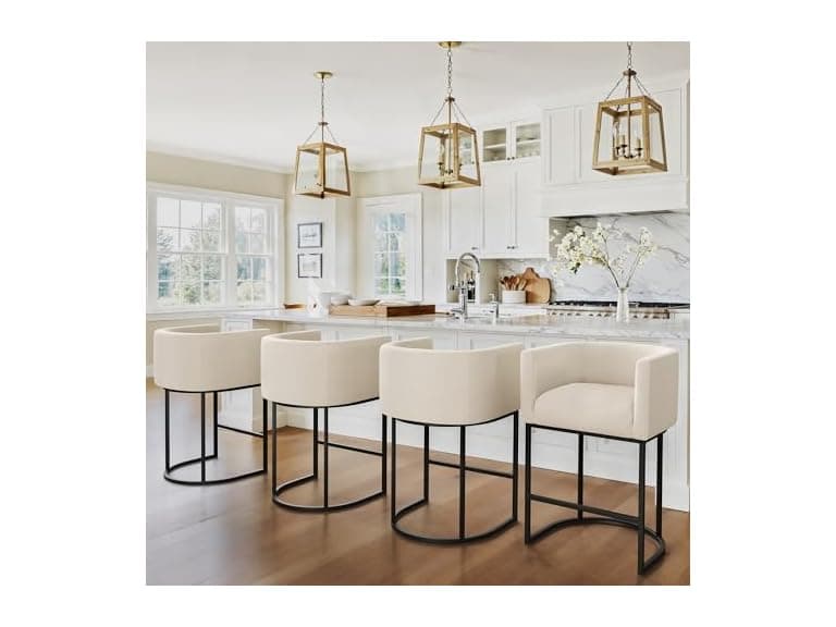 3 Set Linen 27" Height Bar Stools - Image 1