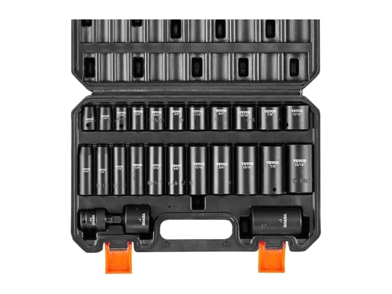 VEVOR 3/8" Drive Impact 25 Piece Deep & Shallow Socket Set SAE - Image 1