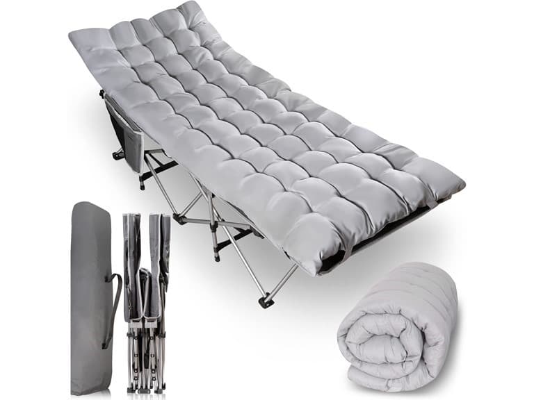 Outdoor Camping Travel Cot and Cot Pad - Image 1