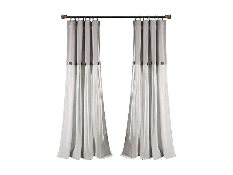 Lush Decor Linen Button Window Curtain Panel, Single - Image 1